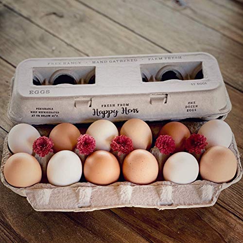 Printed Egg Cartons with Blank Area for Your Custom Stamp- 250 Carton Bulk Wholesale Pack