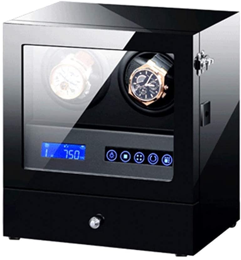 IGZVMBO Caja automática de relojes y caja de almacenamiento de joyas, control de pantalla táctil LCD con retroiluminación LED, motor silencioso