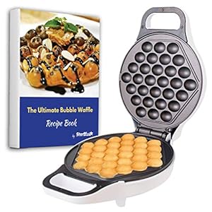 Hong Kong Bubble Waffle Maker by StarBlue with Bonus Recipe e-Book – White – Make Hong Kong Style Bubble Egg Waffle in 5…
