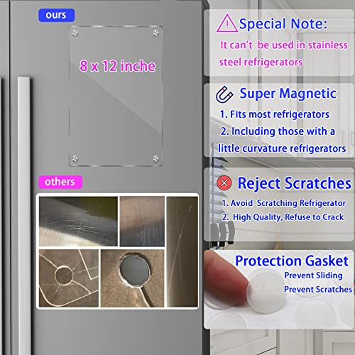 Jonxon 8"X12" Acrylic Magnetic Dry Erase Board For Fridge, Clear Acrylic Magnet Calendar For Refrigerator,Includes 4 Dry Erase Markers #TOP3