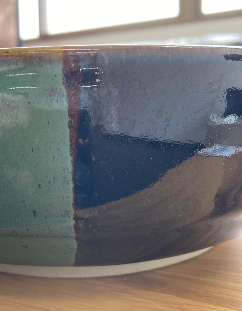 鳥取民藝 中井窯 深鉢 染め分け大皿 24cm 飾り皿 牛ノ戸焼