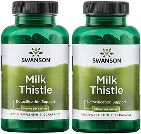 Swanson Milk Thistle - Herbal Liver Support Supplement - Natural Formula Helping to Maintain Overall Health & Wellbeing - (100 Capsules, 500mg Each) 2 Pack