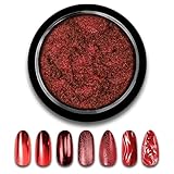 Red Chrome Nail Powder Mirror Effect Metallic Dust Holographic Glitter Glazed Manicure Decoration Reflective Pigment for DIY Gel Polish Nail Art, Resin Craft, Gifts