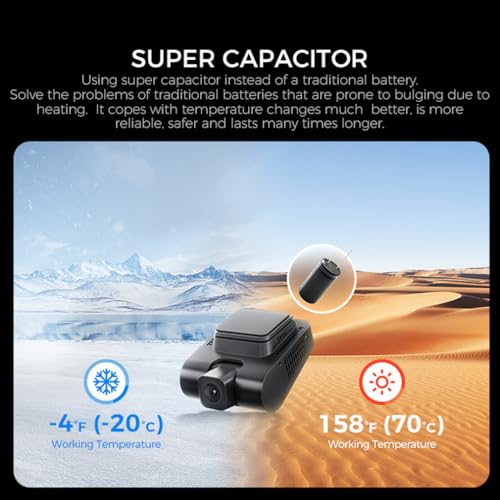 Câmera veicular 4K para carros, câmeras duplas frontal e traseira, aplicativo WiF 6 integrado, contr