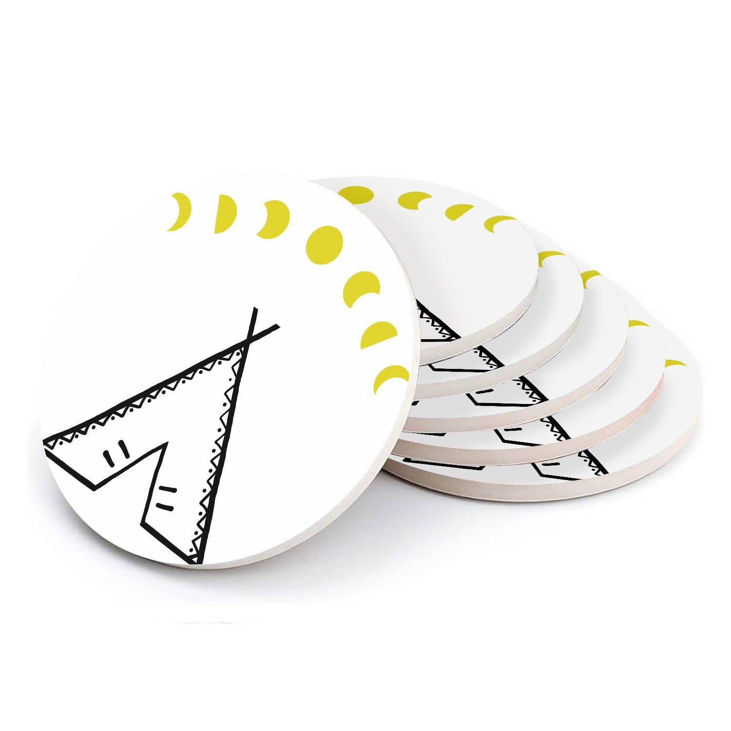 Sous-verre céramique lune tipi indien amérique pour dessous de verre et de table x6