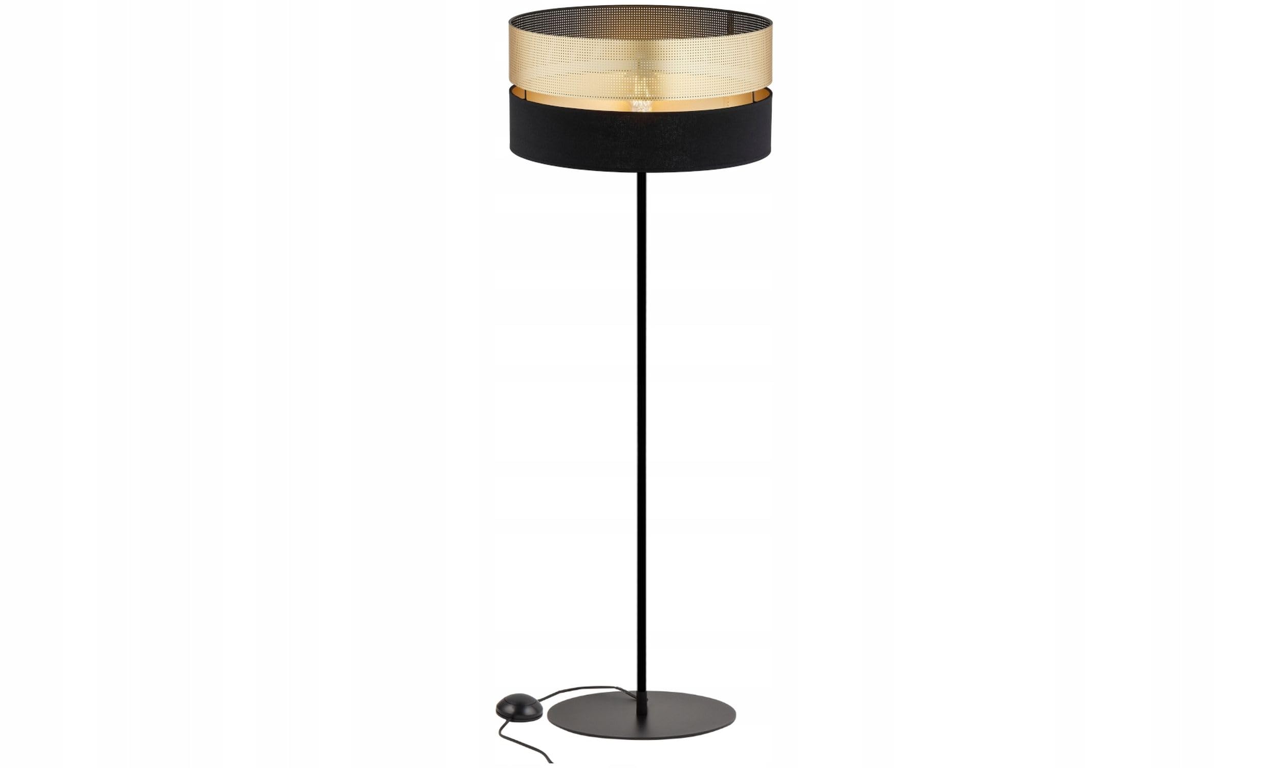 Licht-Erlebnisse Stehlampe Metall Schwarz Gold Büro Arbeitszimmer Schlafzimmer E27 Modern elegant gemütlich edel H:150 cm Stehleuchte Wohnzimmer
