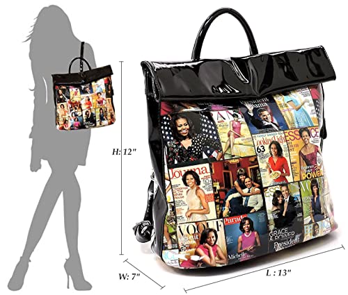 Image of Michelle Obama Magazine Cover Collage Backpack Womens Fashion Purse Handbag