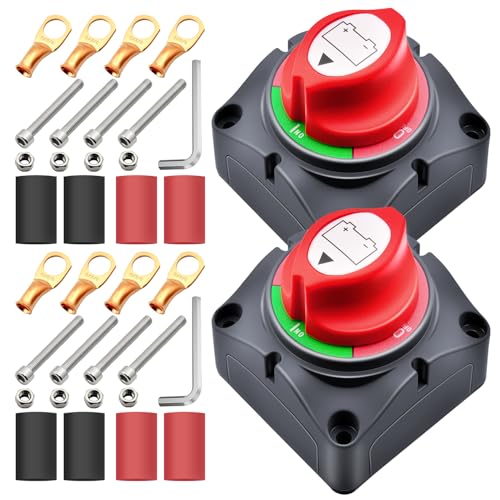Bolipoeq 275A Battery Disconnect Switch 12V-48V Heavy Duty, Quality Battery Cut Off Shut Off On/Off Switch for Automotive, Marine, Boat, Car, RV, ATV, Trunk Vehicles (Pack of 2)