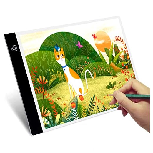 Auped Mesa de Luz para Calcar, Mesa de Luz de Dibujo LED A4 Portátil Tableta de Luz de Iluminación de la Caja de Alimentación con USB Recargable Brillo, Imágenes, Animación, Fotografías