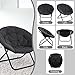 Folding Faux Fur Saucer Chair,Portable Folding Soft Moon Chair for Bedroom, Dorm Rooms, Apartments, Lounging, Garden and Courtyard, Black
