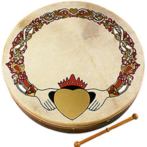 Waltons Bodhrán 12" (Claddagh) - Handcrafted Irish Instrument - Crisp & Musical Tone - Hardwood Beater Included W/Purchase #TOP8