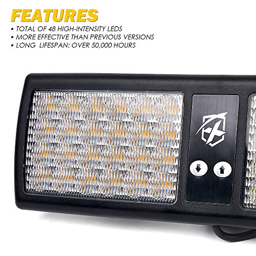 Image of Xprite White Green 48LED Visor Lights Interior Windshield Sunshield Lights for Construction Vehicles Towing Work Trucks Plows Pickup Truck