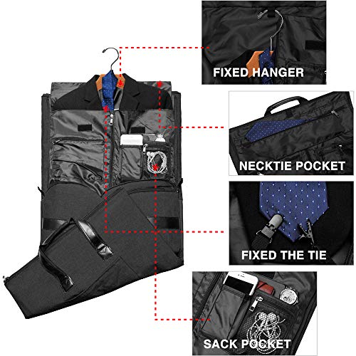 ACSTEP Travel Suit Bag,Garment Bags for Travel,45L Convertible Suit Bag for Men Women,Waterproof Duffle Shoulder Garment Bags, Black