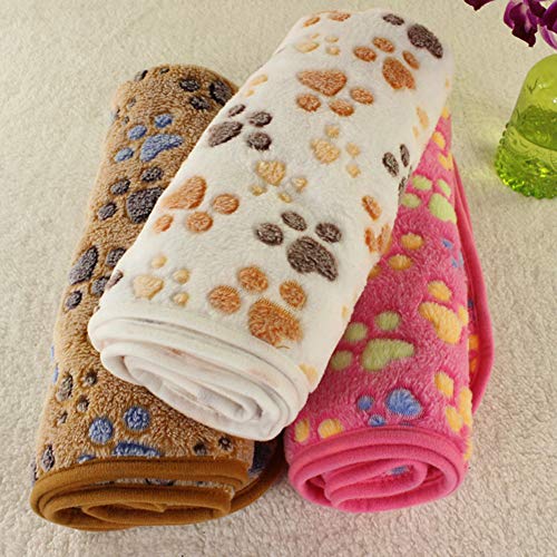 Tempaky Cobertor para animais de estimação, cachorro, gato, velo coral, estampa de patas, tapete que