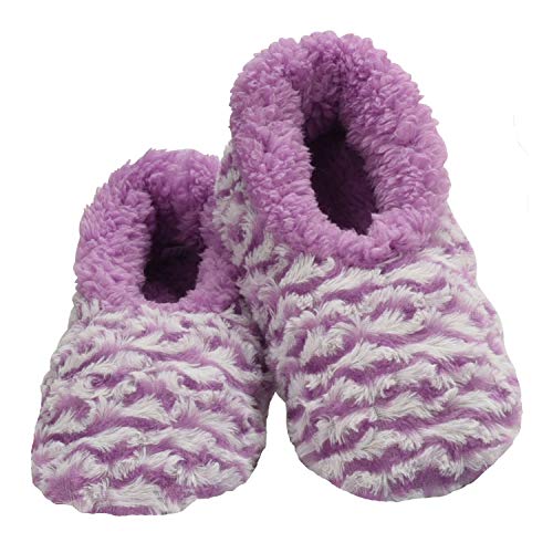 Snoozies Womens Stripe Fur (Lavender, Medium)