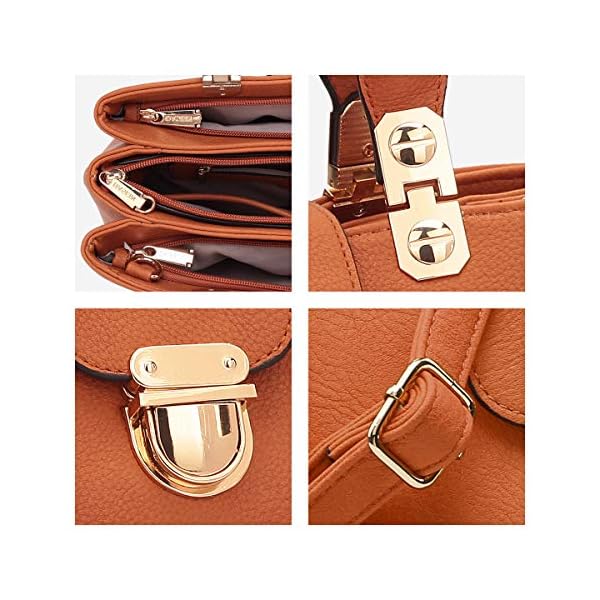 Dasein Women Satchel Handbags Top Handle Purse Medium Tote Bag Vegan Leather Shoulder Bag Brown