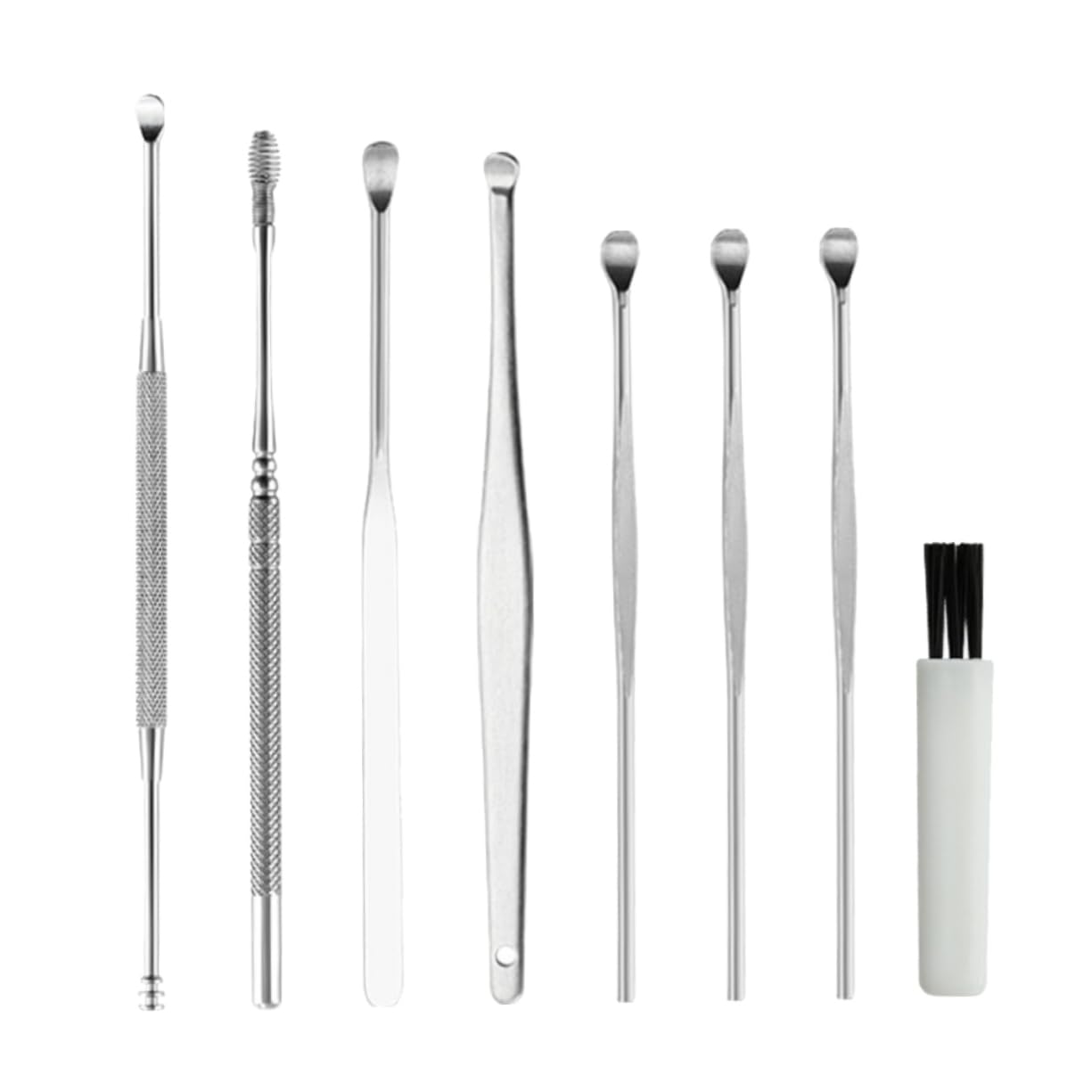 HAPINARY Ear Set 8pcs Stainless Steel Tweezer Set Blackhead Extractor and Massage Ear Spoon for Gently Cleaning