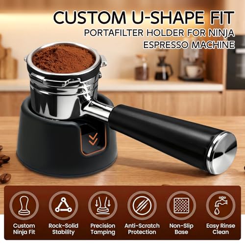 Image of Portafilter Holder for Ninja Espresso Machine ES601 and ES701, Coffee Tamper Base Support Stand with Non Slip Silicone, Enhances Tamping Stability and Espresso Extraction