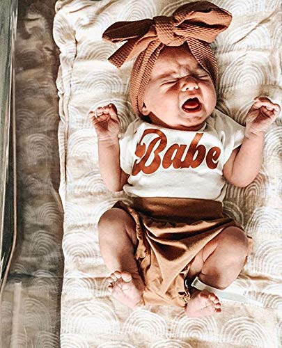 Sdghg LZM-BYCN-7IWJCA1 Newborn Baby Girl Shorts Set Babe Letter Print Short Sleeve Romper Ruffle Shorts 3Pc Summer Outfit thumb #1