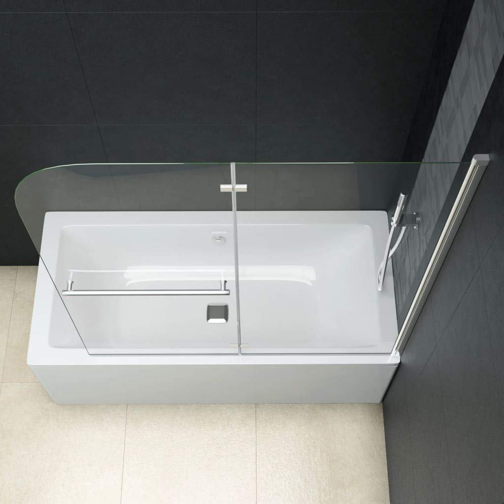 Mampara de Ducha Plegable 2 Paneles ESG 95x140 cm, Mampara Bañera, Mampara Baño Ducha, Cabina De Ducha, Mampara Baño