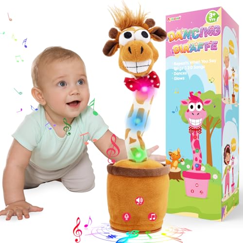 Image of Aywewii Dancing Talking Giraffe Toy,Baby Boy Toys Repeats What You Say Sings Mimicks Records 120 Songs Toddler Birthday Gifts, Tummy Time Toy for 6-12 Month 1 2 3 4 5 6+ Year Olds