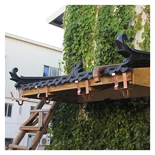 レインチェーン レインキャッチャーチェーン銅ひさし溝コートヤード軒の半円形雨水溝水漏斗ダウンパイプ和風屋根排水溝付アクセサリー(H)