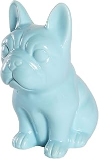 Nayothecorgi Ceramic Dog Statue - Sitting French Bulldog (Shiny Blue)