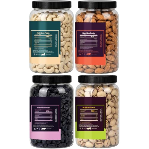 Image of LILA DRY FRUITS Dry Fruits Combo Almond Cashew Salted Pista Black Raisin 250 Gms x 4