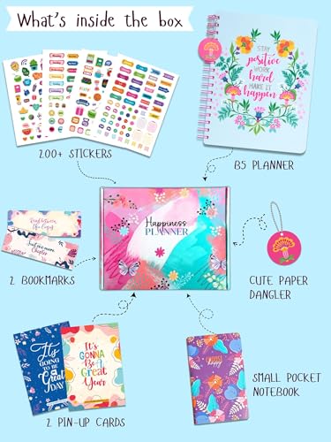 Image of Doodle I The Happiness Planner I B5 Planner + 64 Pages Pocket Book+ 250+ Stickers and Free Premium Gift Box | Tear Away Note Cards & Quote Cards | Activity Pages | To do lists I 268 Pages I 80 GSM I Wiro Bound (Happiness Mantra)