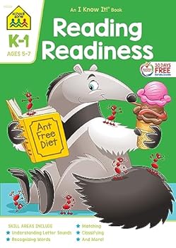 Paperback School Zone Reading Readiness K-1 Workbook: 64 Pages, Kindergarten, 1st Grade, Story Order, Letter Sounds, Matching, Ages 5 to 7 (I Know It! Book Series) Book