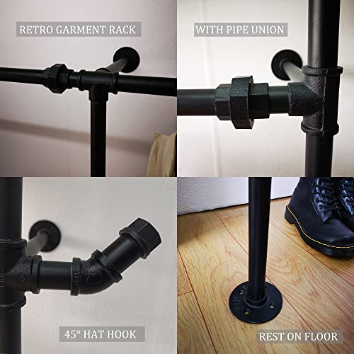 Anynice Industrial Pipe Clothing Rack,Industrial Clothing Rack, Clothing Rods For Hanging Clothes,Clothes Rack,Wall Mounted Garment Rack, Heavy Duty Coat Rack (62.5" W X 14.4" D X82 H, Af01) #TOP3