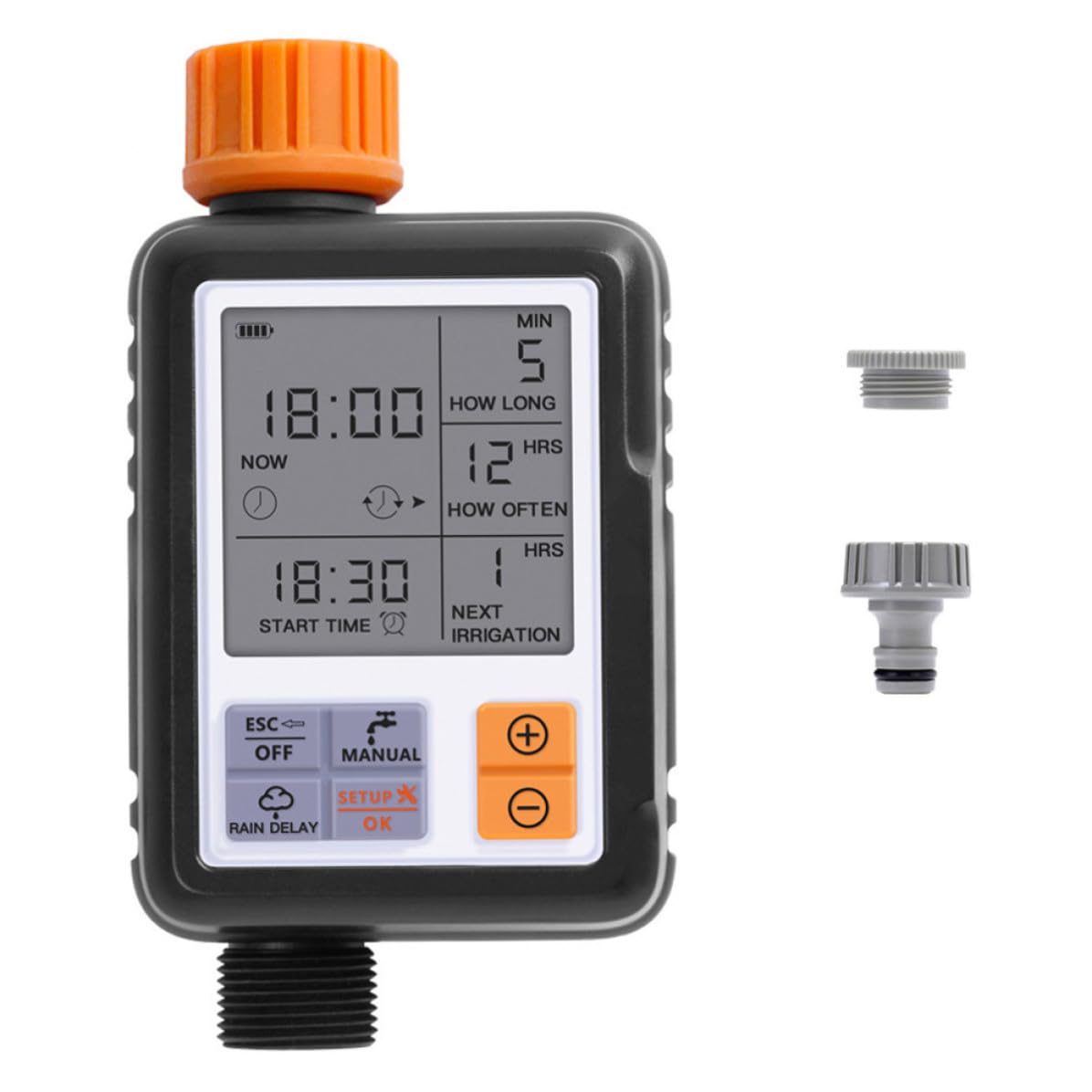 SHERCHPRY Timer Irrigazione Automatico per Giardino Schermo Lcd, Plastico Resistente Ip65, Prevenzione Perdite e Capacità Pressione 8-10kg, per Irrigazioni Precise