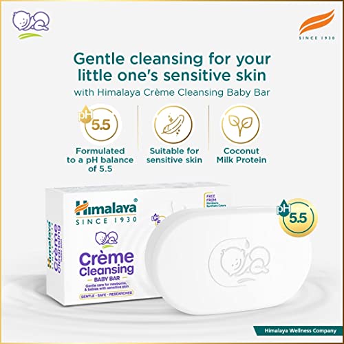 Image of Himalaya Creme Cleansing Baby Bar 125G| pH 5.5|with Coconut milk Protein and Aloe vera|Soap Free|Dermatologically tested |For New borns|For Baby's sensitive skin| No Parabens|No Synthetic Colors