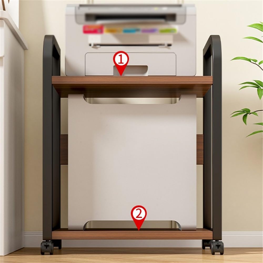 Supporto CPU mobile Supporto a torre for CPU Scaffale di stoccaggio multistrato for uso domestico Carrello for stampante desktop mobile con supporto for CPU a 2 livelli con 4 rotelle girevoli Si adatt