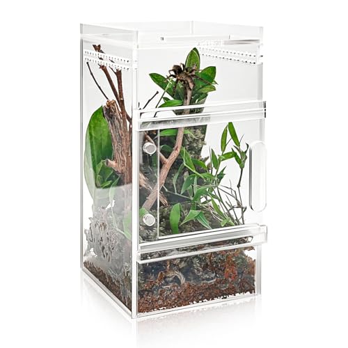 StyEdEk Pre-Assembled Jumping Spider Enclosure 3x3x6 Inch Acrylic Spider Cage Insect Terrarium Bug Enclosure Tarantula Enclosure Reptile Terrarium for Snail Mantis Lizard and Small Reptiles