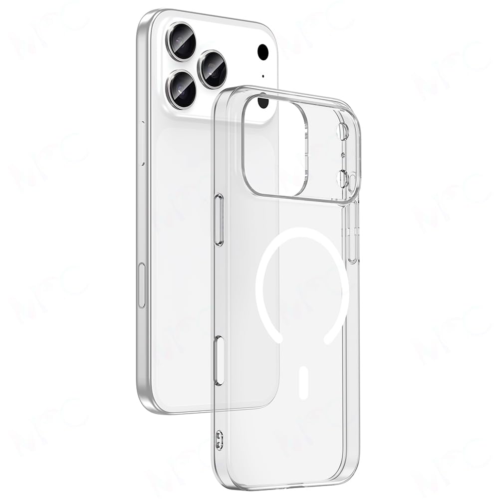 Zore Apple ile uyumlu iPhone 17 Pro Kılıf Zore M-safe Şarj Özellikli Şeffaf Kamera Çerçeveli Porto Kapak Şeffaf
