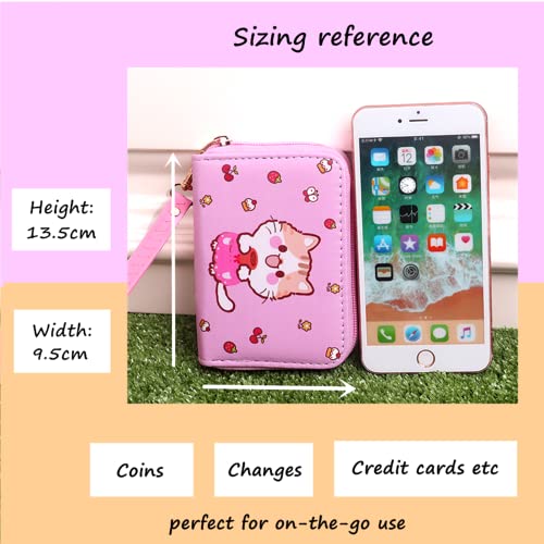 Image of AACKS Little Girls Coin Purse Kids Small Wallet for Teens Women Mini Coin Pouches with Strap Cute Cartoon Card Holder Cat Kitty Panda Unicorn