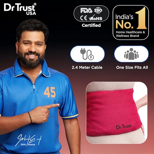 Image of Dr Trust USA PinkTherm Orthopedic Electric Heating Pad for Period Pain Relief I Heat Belt For Period Cramps, Lower Back Pain, Lumbar, Shoulder & Knee, 3 Heat Settings with Temperature Controller - 3102