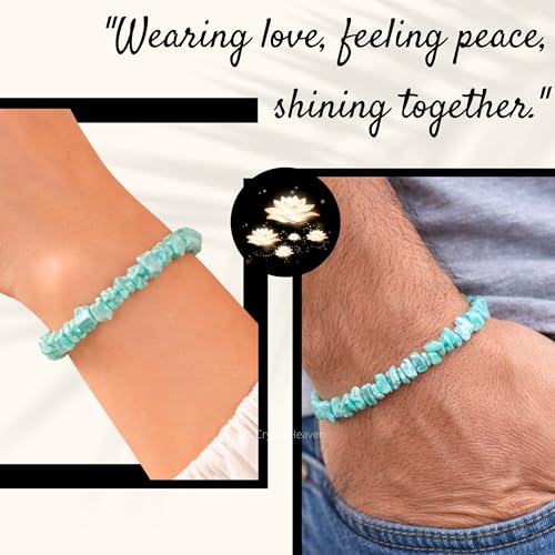Image of Certified Amazonite Bracelet for Women Men with Healing Crystal and Reiki Stone - Beautiful Gemstone Beaded Bracelet for Balance, Harmony & Positive Energy (Chips Stone Beads)