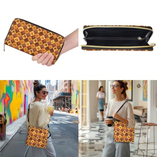Image of HUGS IDEA Leather Purses and Handbag for Women Bucket Bag with Wrist Wallet 2 Packs
