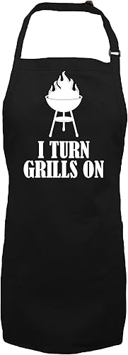 zerogravitee Delantal I Turn Grills On con 2 bolsillos de parche