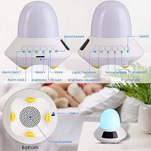 Yisun Kids Alarm Clock For Kids, Wake Up Light Alarm Clock For Teen, Bedroom, Heavy Sleepers, Nightlight, Music Player, 4 Level Brightness, Dual Alarms, Snooze, Ideal Gift #TOP6
