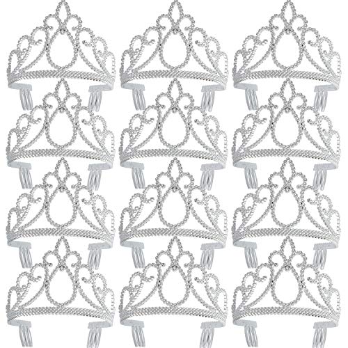 Dress up Crown Princess Tiaras Party Tiaras Silver 12 Pack
