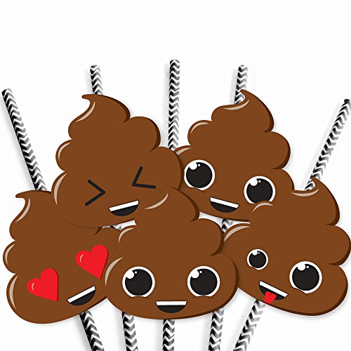 Decoración Pitillos de Papel Poop Emoji Set 24 miniatura 5