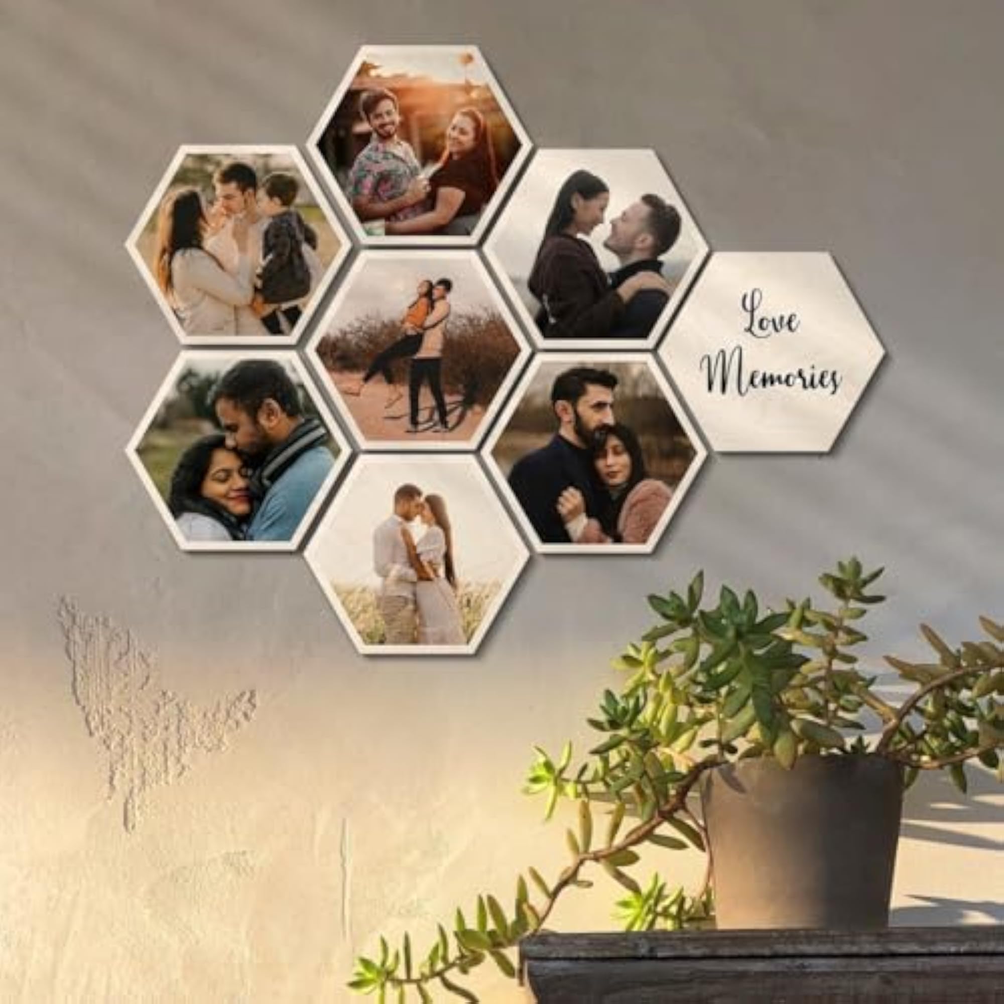 Custom Hexagon Wood Print, Multicolor Home Decor