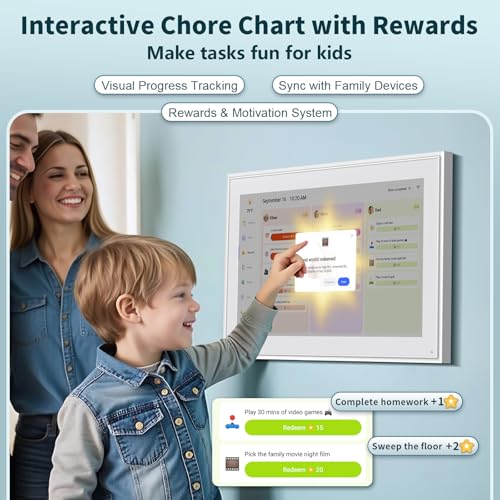Canupdog 15.6 Inch Digital Calendar, Electronic Planner & Chore Chart with 1920x1080P IPS Touchscreen, Task Rewards System, Interactive Display for Family Schedules, Christmas Gifts for Women Mom - Image 6