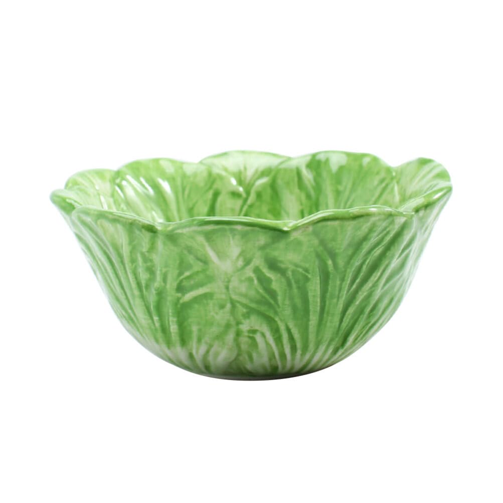 Cabilock Ceramic Cabbage Bowl Fruit Salad Serving Container Cute Cartoon Cabbage Shaped Dish Easter Party Tableware for Rice Soup Ice Cream Candy Dessert Green