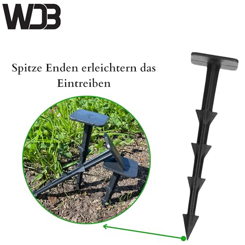 WDB - Erdnägel Unkrautvlies - Bodenanker 15 cm aus Polypropylen (PP) für gartenvlies - Erdnägel Schwarz 50 Stück
