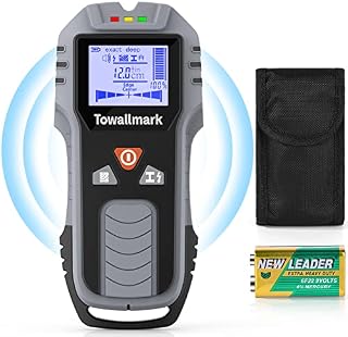 Towallmark Stud Finder Wall Scanner 5 in 1, Accurate Stud Detector with 120mm Digital Depth Display, Units Conversion in/cm, Audio Alarm for Center & Edge of Wood, AC Wire, Metal Pipe