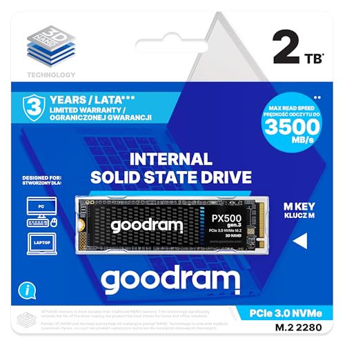 goodram - OthCu - Px500 Gen.3 - n[hhCu - PCIe 3 x4C^[tF[X - NVMe 1.4T|[g - }`f[^Xg[W - 2TB - 3500 MB/b - 2800 MB/b